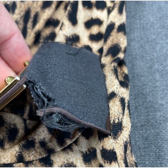 Michael Kors Leopard Print Ruched Dress Women M Brown Animal Long Sleeve Chic - Picture 3 of 10